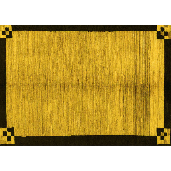 Union Rustic Ezan Machine Woven Yellow/Black Rug Wayfair